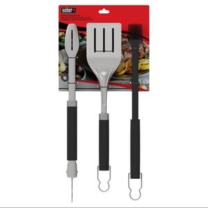 Weber 3 piece precision grill set Grill Tongs, Spatula and Basting Brush